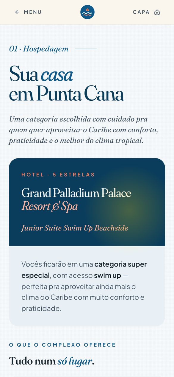 Seção de hospedagem com o hotel e a categoria do quarto